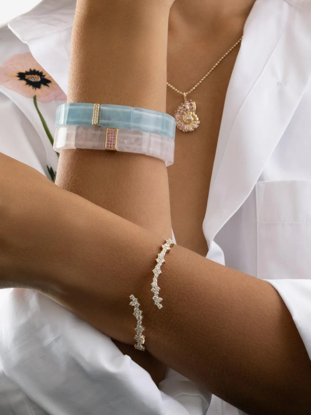 Pink Sapphire Rose Quartz Bracelet