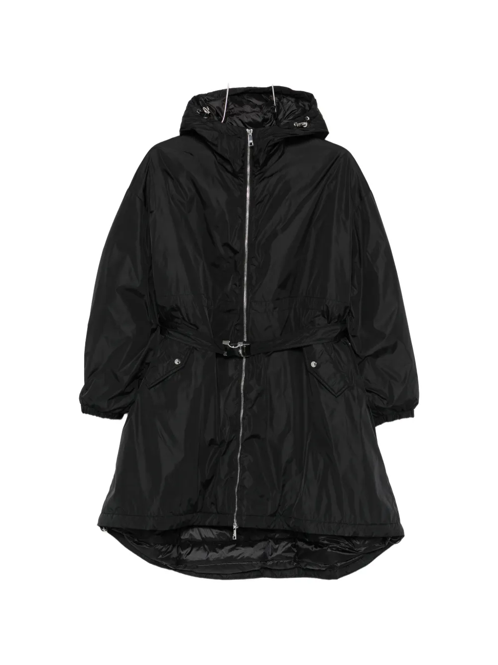 Add belted parka coat - Nero