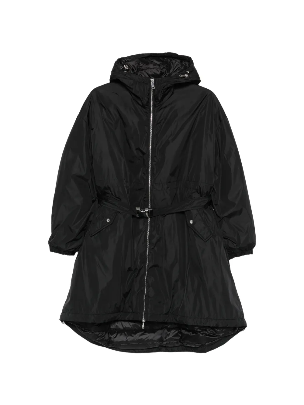 Add belted parka coat - Nero
