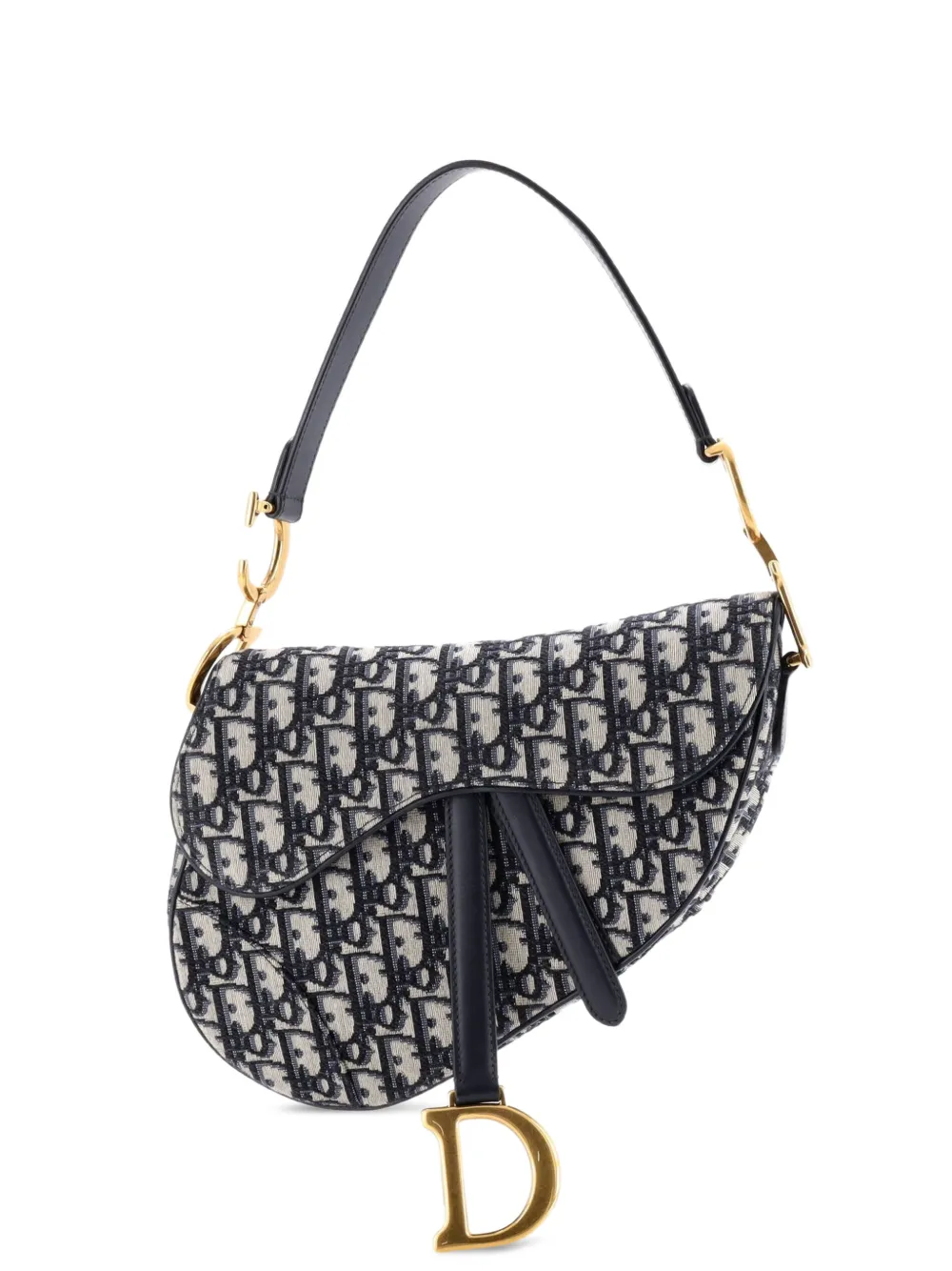 Christian Dior Pre-Owned Saddle Handbag Oblique Canvas Medium shoulder bag - Blu