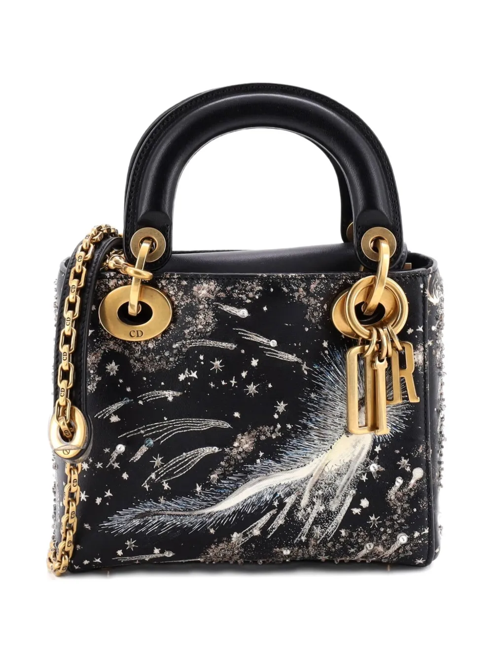 Christian Dior Pre-Owned Lady Dior Chain Bag Embroidered Calfskin Mini satchel - Nero