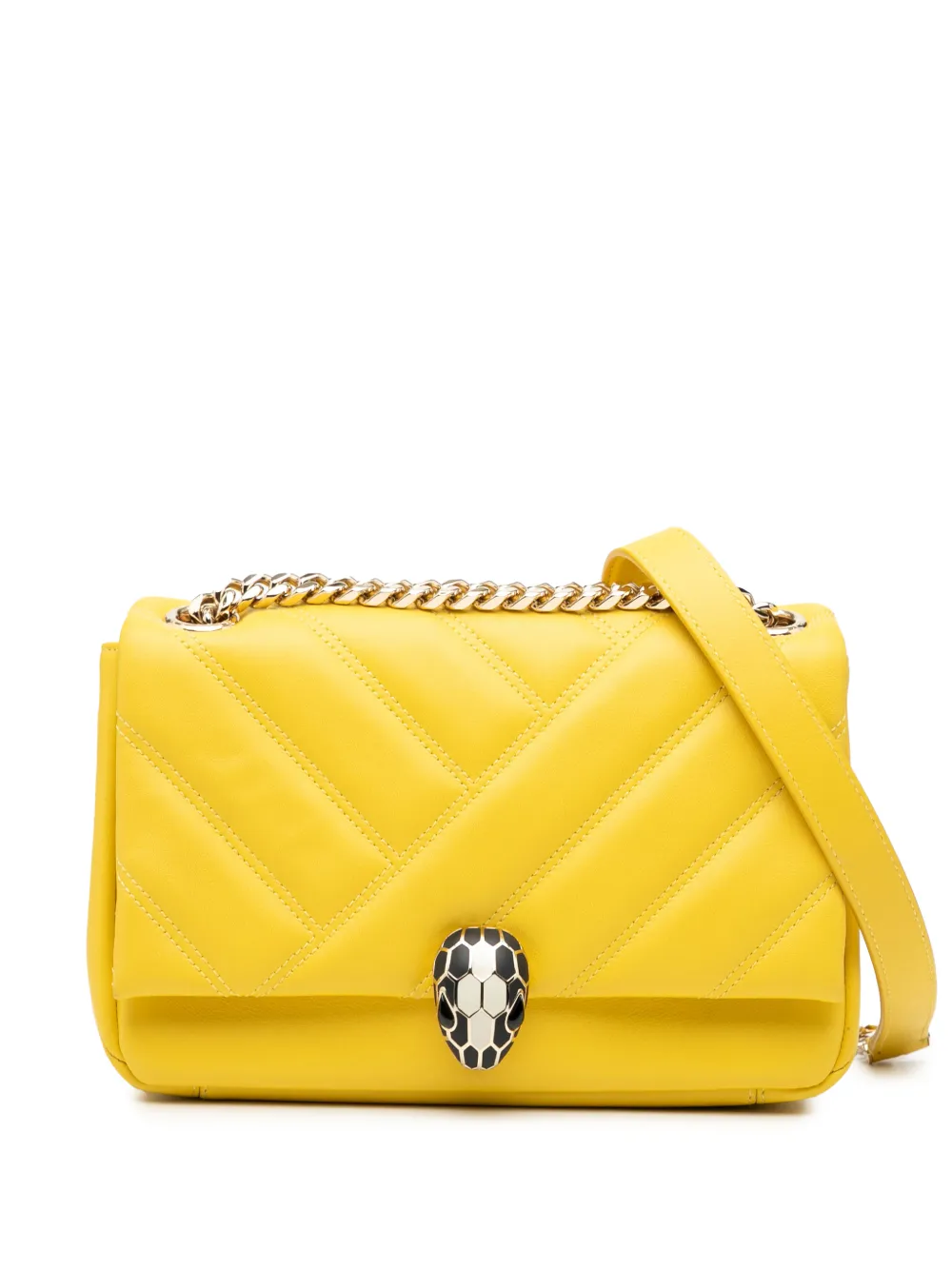 Bvlgari Pre-Owned 2021-2025 Leather Serpenti Cabochon Chain crossbody bag - Giallo