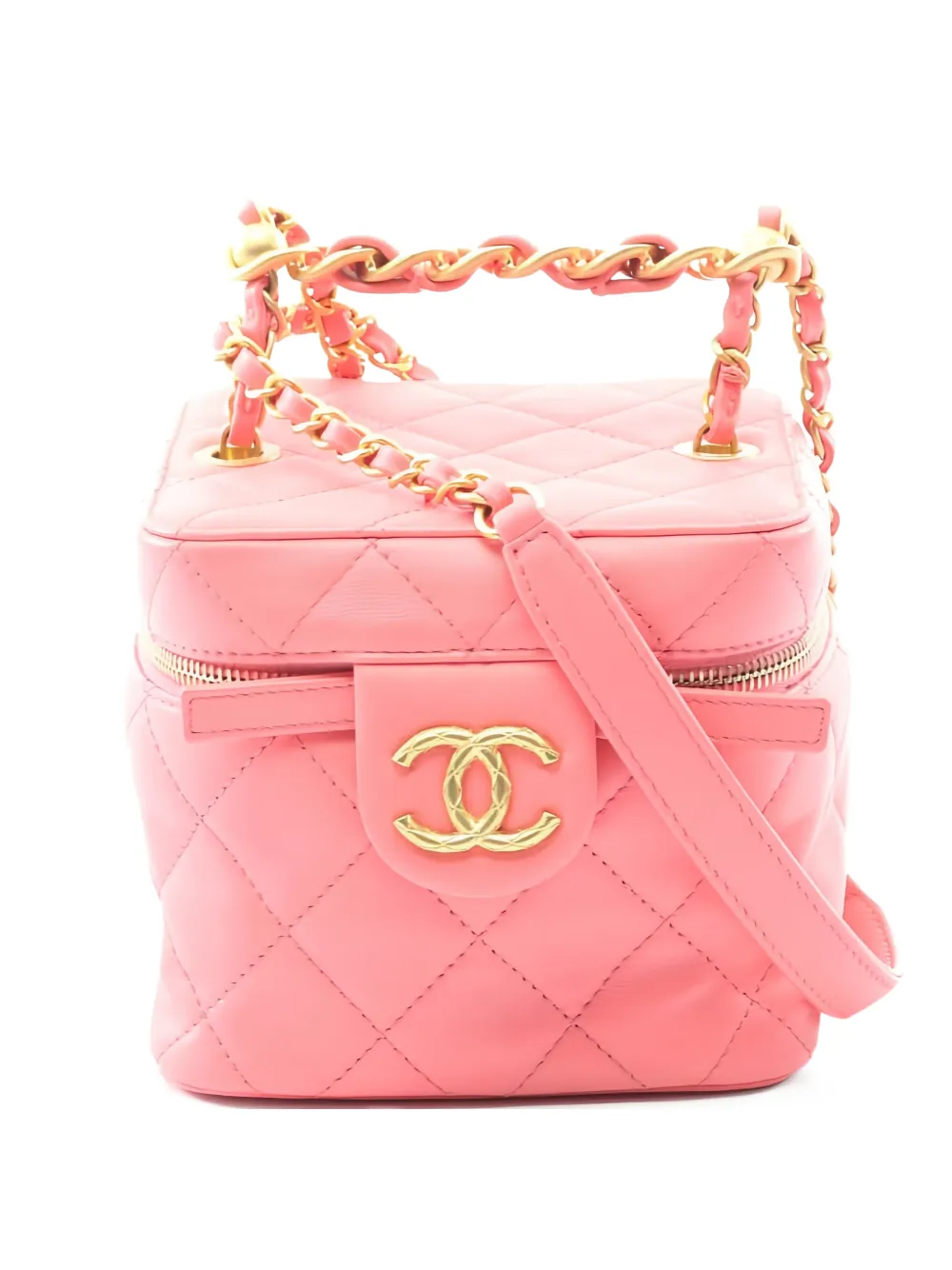 CHANEL Pre-Owned 2021 matelassé vanity bag - Rosa