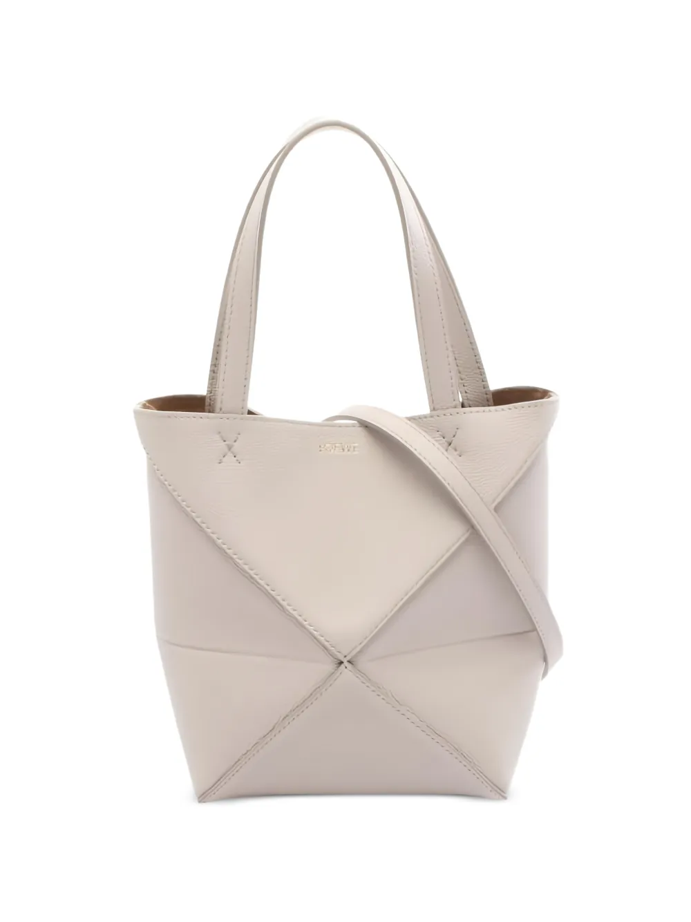 Loewe Pre-Owned 2020s mini Puzzle Fold two-way leather shoulder bag - Toni neutri