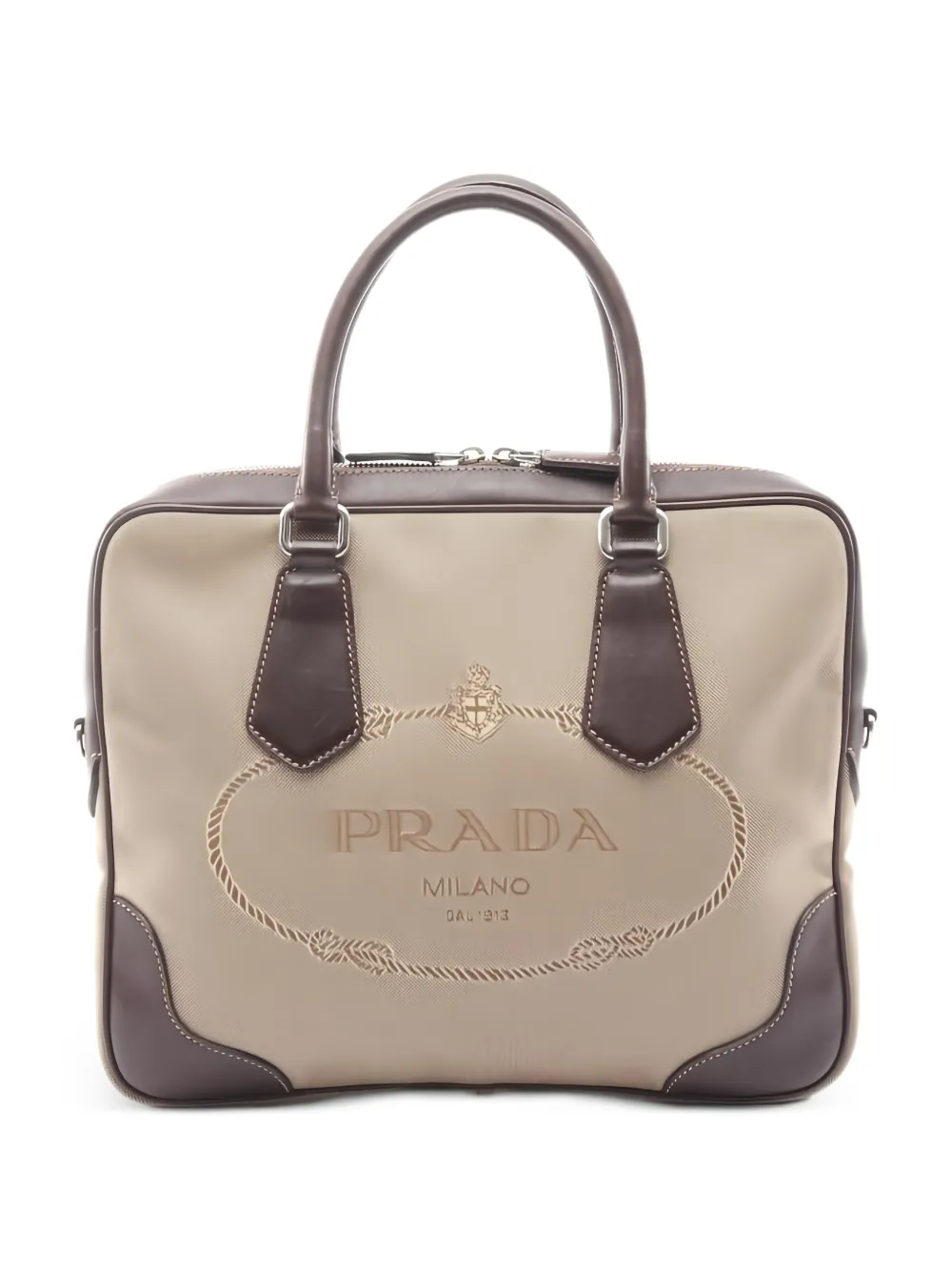 Prada Pre-Owned 2000s canvas leather tote bag - Toni neutri