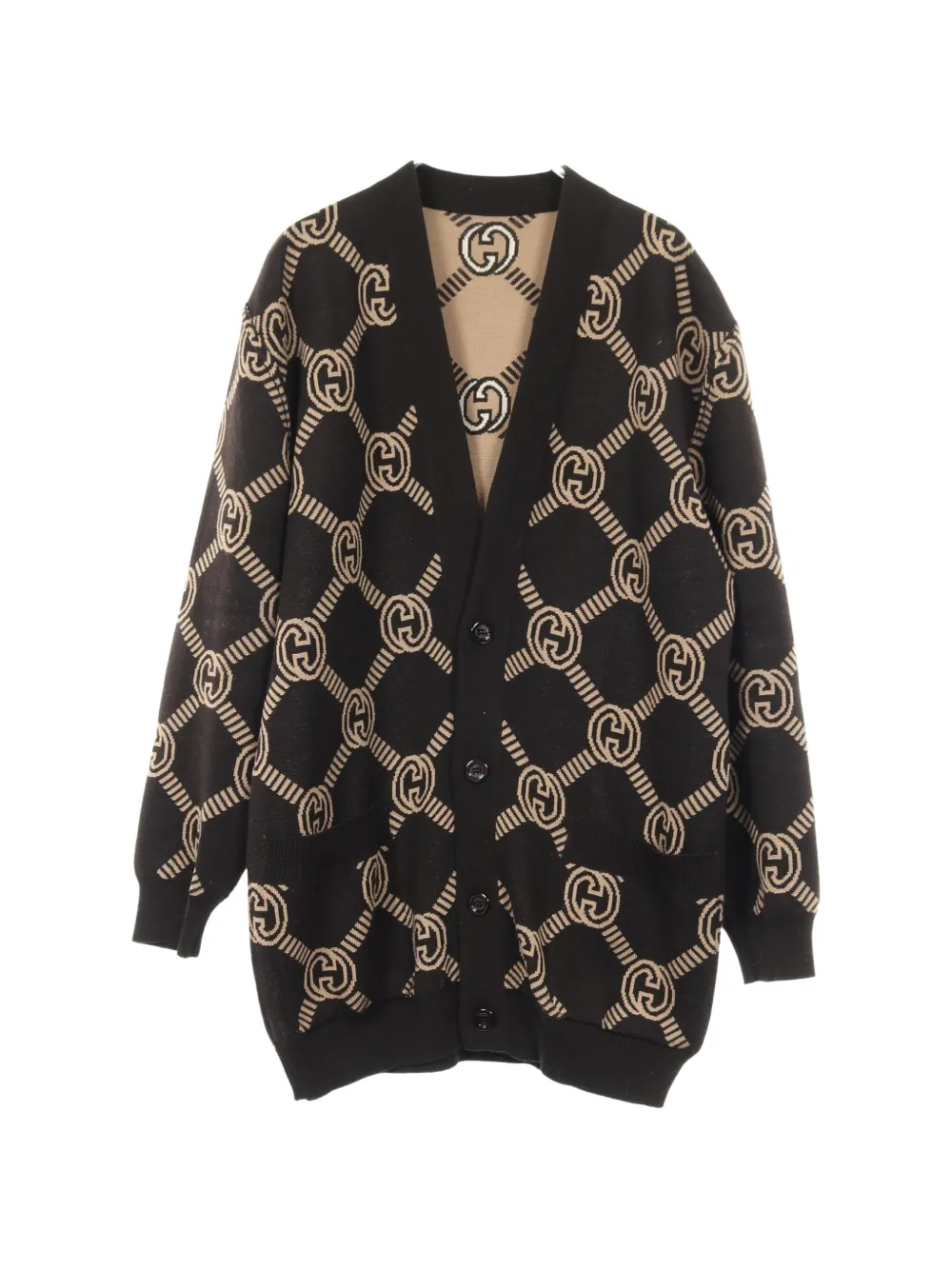 Pre-owned Gucci 2000 Interlocking G Reversible Cardigan In Black