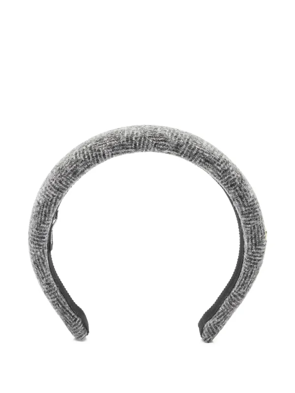 Miu Miu Pre-owned 2020s Tweed Logo Head Band in Grey