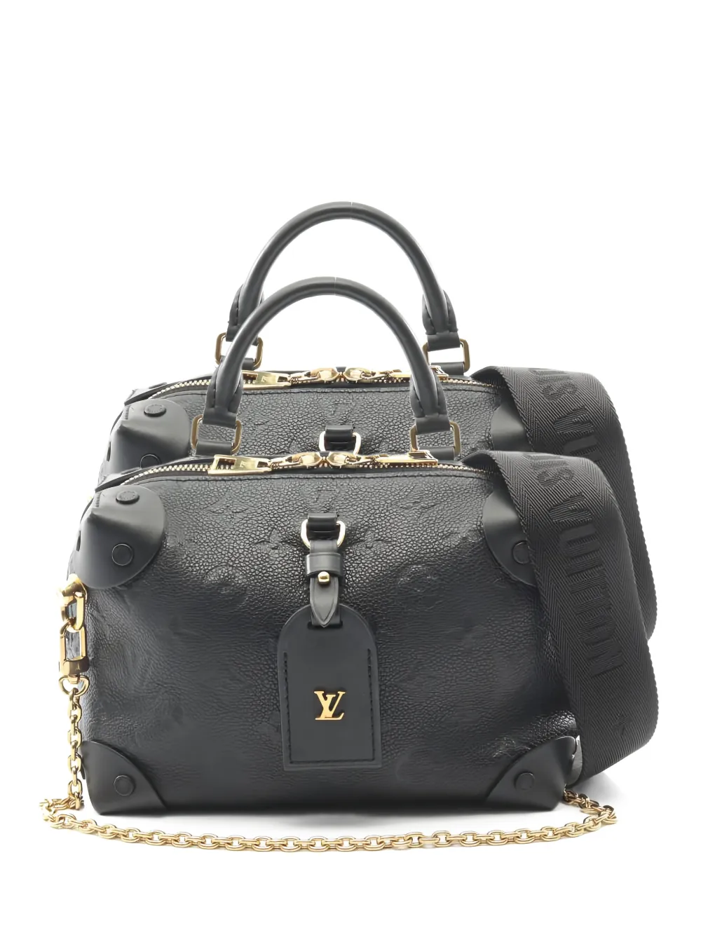 Louis Vuitton Pre-Owned 2021 petite Malle Souple chain leather tote bag - Nero