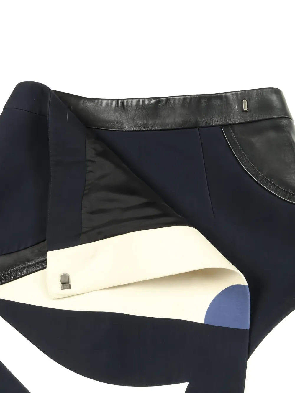 2000s Leather-Panel Wrap Skirt