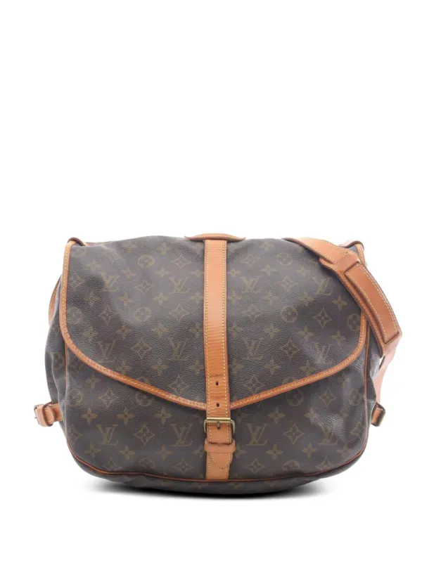 Louis Vuitton Pre-owned 1994 35 Saumur Monogram Shoulder Bag in Brown