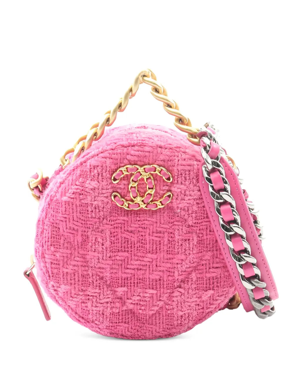 CHANEL Pre-Owned 2019 chain-strap tweed mini bag - Rosa