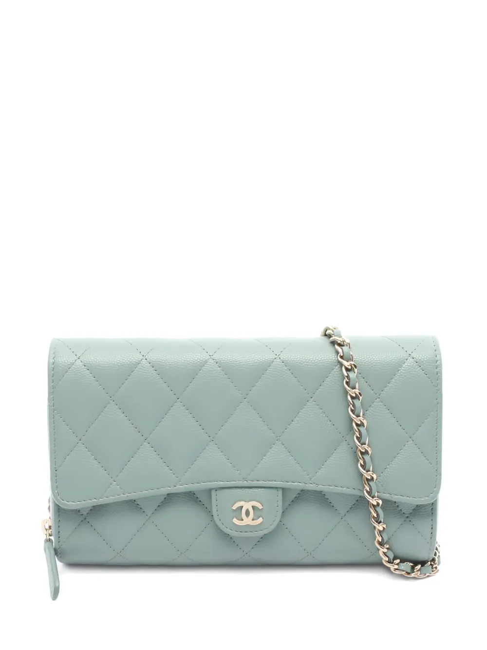 CHANEL Pre-Owned Matelasse chain cross body bag - Verde
