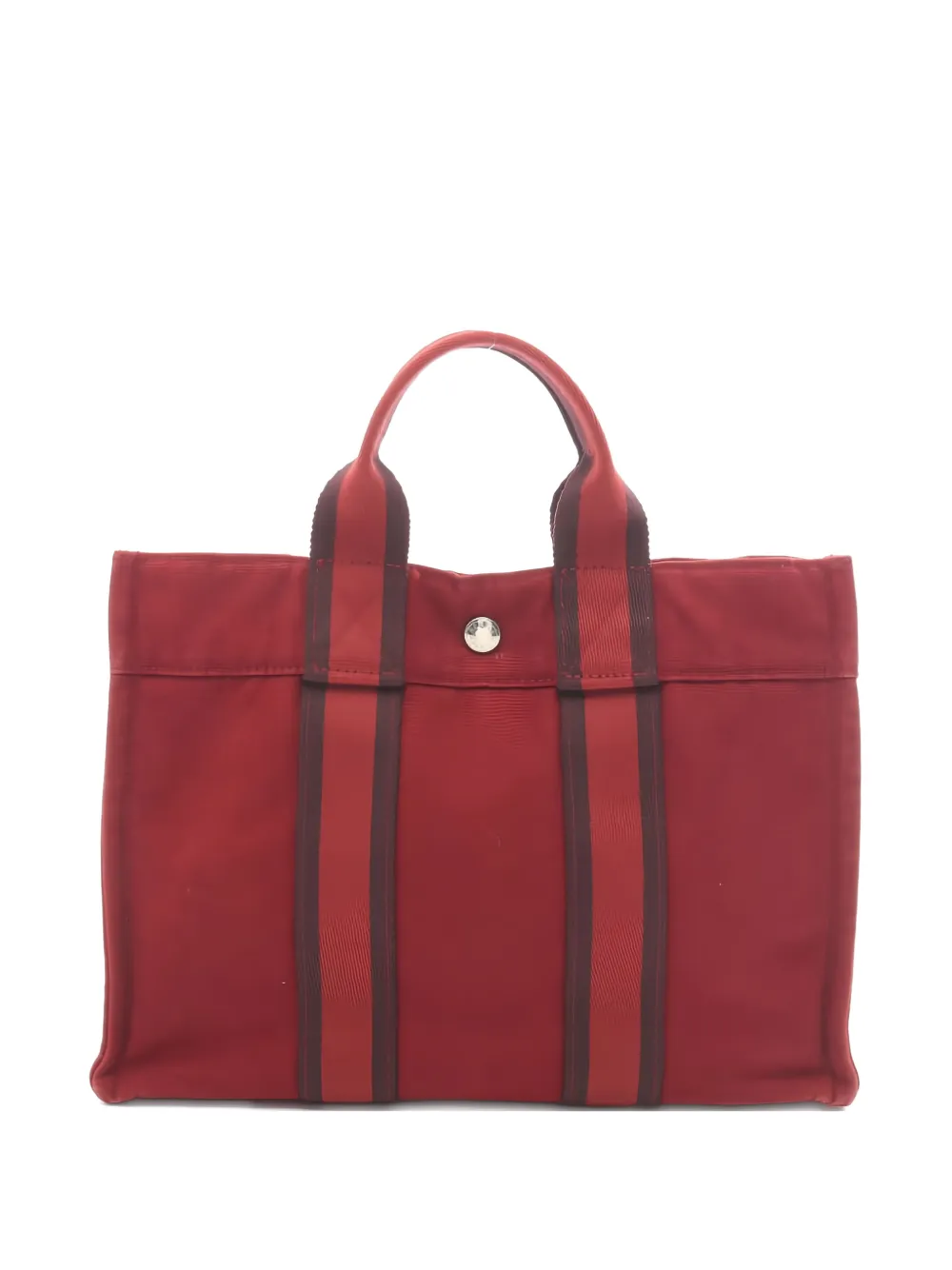 Pre-owned Hermes Pm Fool Toe Canvas Tote Bag In Red