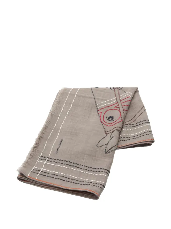 Hermès Pre-owned 2010s Cheval a La Couverture Scarves in Neutrals