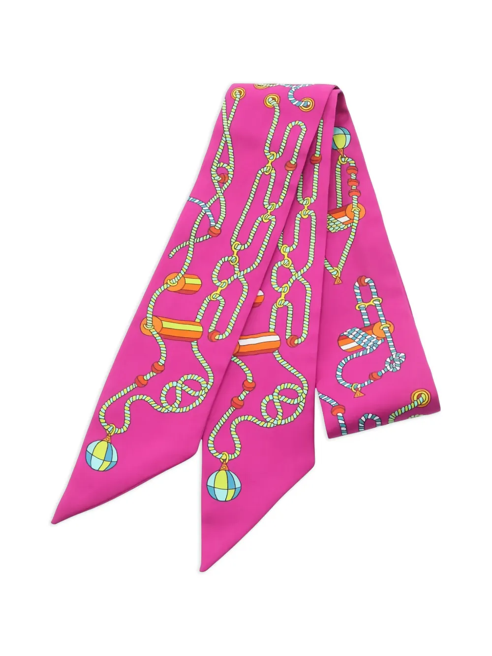 Hermès Pre-Owned 2010's ribbon cordages silk scarf - Rosa