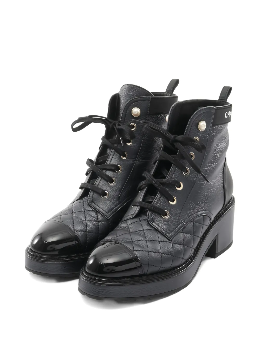 CHANEL Pre-Owned 1986-1988 quilted leather boots - Zwart