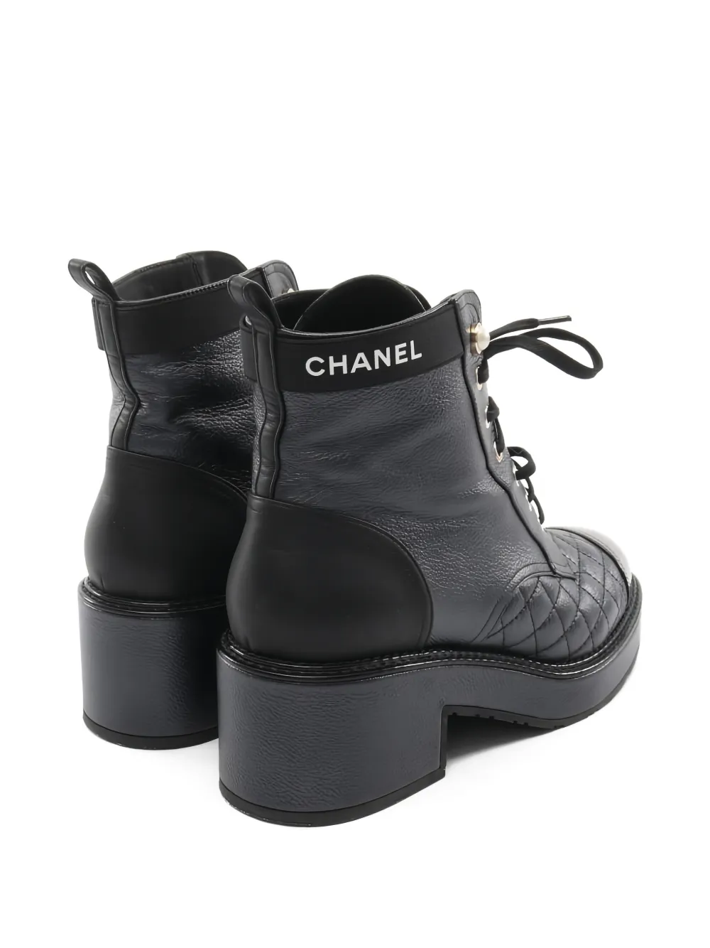 CHANEL Pre-Owned 1986-1988 キルティング レザーブーツ | ブラック
