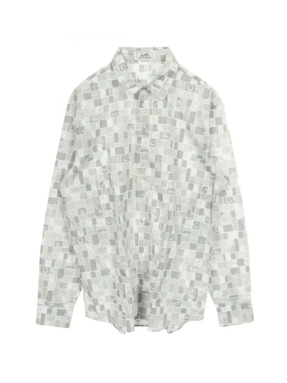 Hermès Pre-Owned 2020s Mosaic Equestre long-sleeve shirt - Bianco