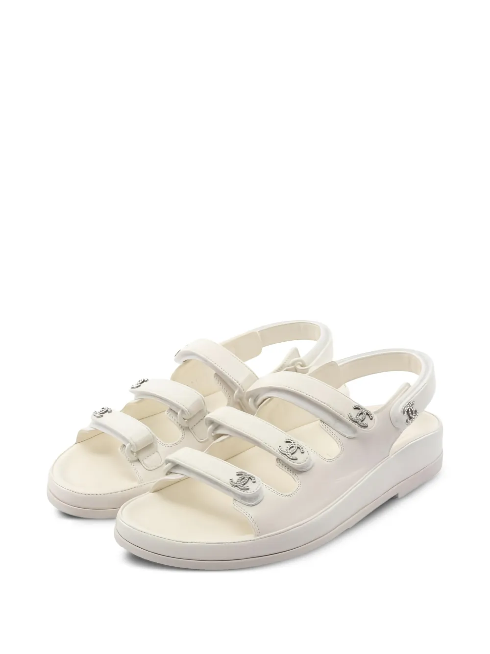 CHANEL Pre-Owned 1986-1988 coco mark leather sandals - Weiß