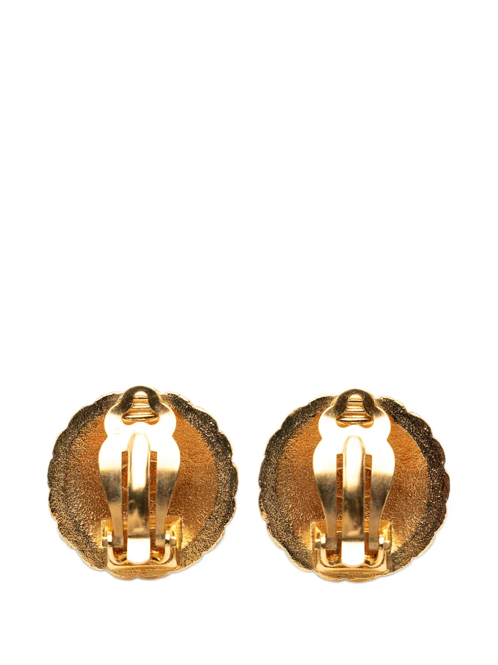 1997 Cc Gold Plated Round Clip On Earrings Costume Earrings
