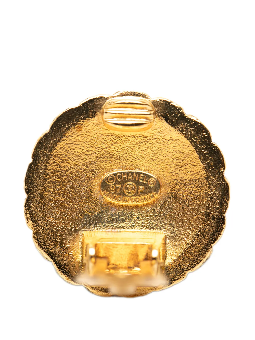 1997 Cc Gold Plated Round Clip On Earrings Costume Earrings