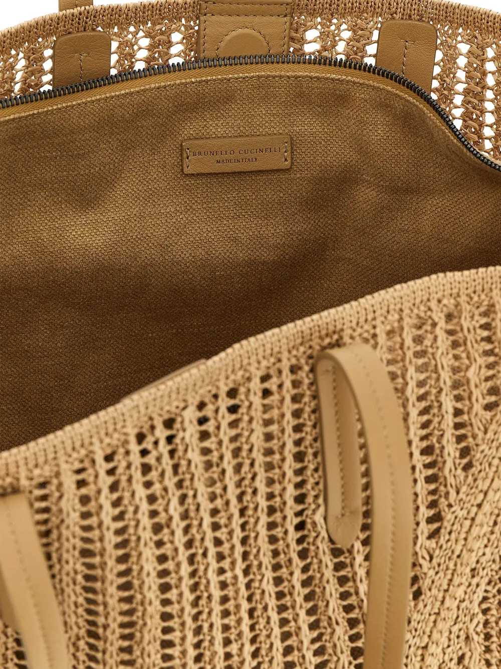 Brunello Cucinelli Grote geweven raffia shopper Beige