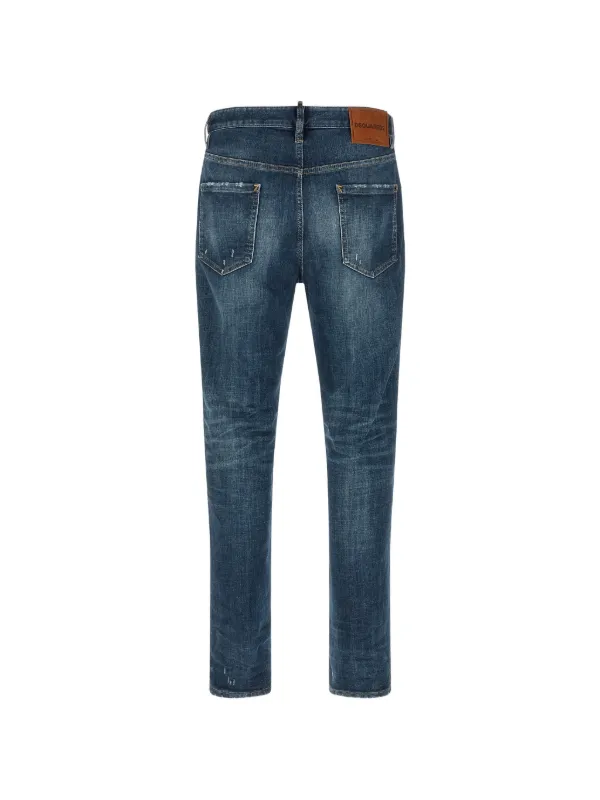 DSQUARED2 ダークブルー ストレートデニム DSQUARED2 ストーンウォッシュ ストレートジーンズ | ブルー | FARFETCH JP