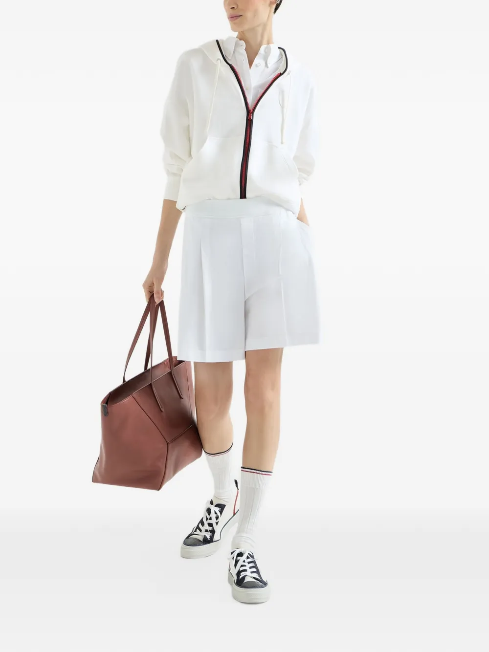 Brunello Cucinelli Blouse met geborduurd logo en zak Wit