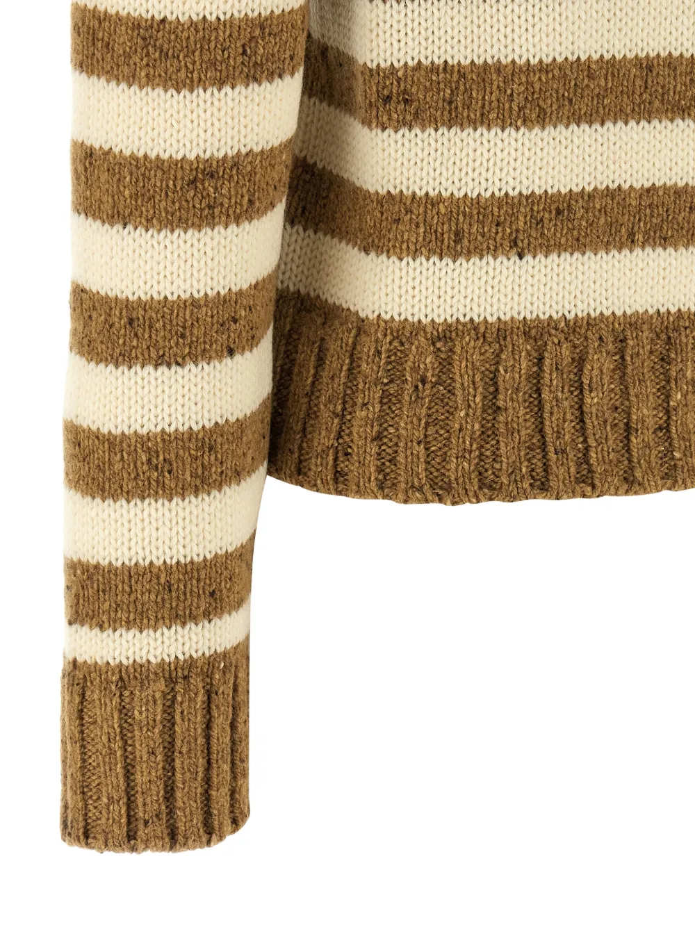 A.P.C. Gestreepte gebreide trui met ronde hals Bruin