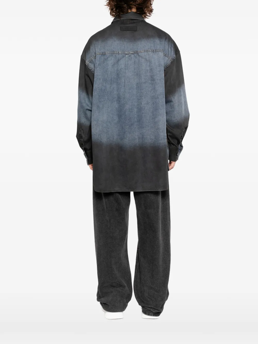 Feng Chen Wang Gradient-effect Fringed Shirt In Black