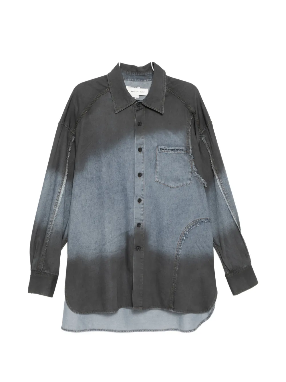 Feng Chen Wang Gradient-effect Fringed Shirt In Black