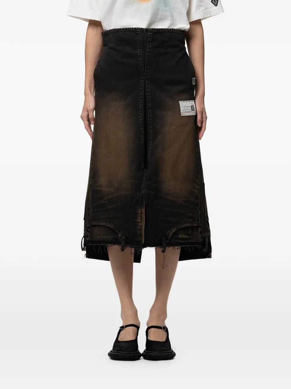 Maison MIHARA YASUHIRO reversed denim skirt - Grigio