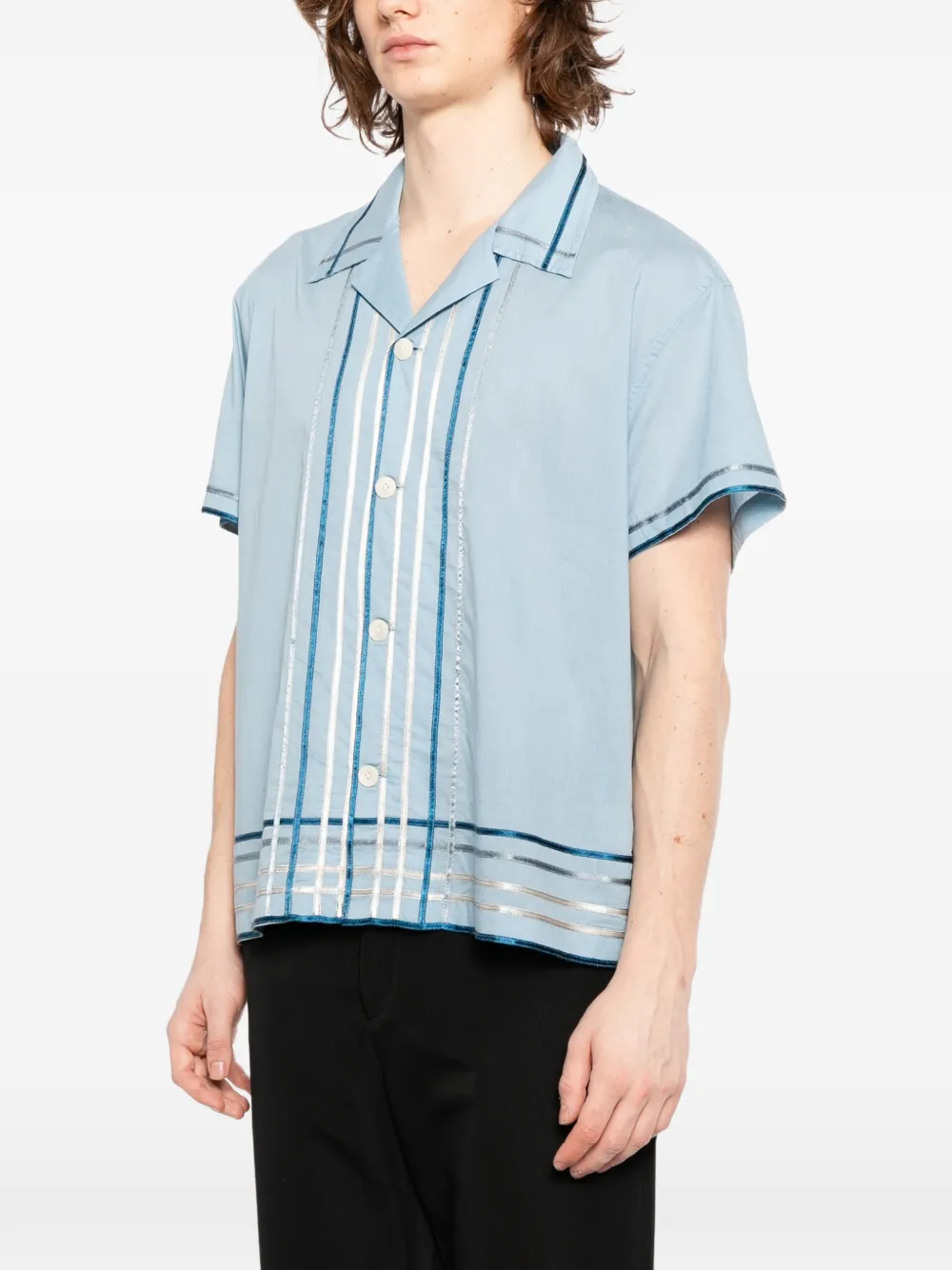 Bode Ribbon Plaid Shirt - Blue 