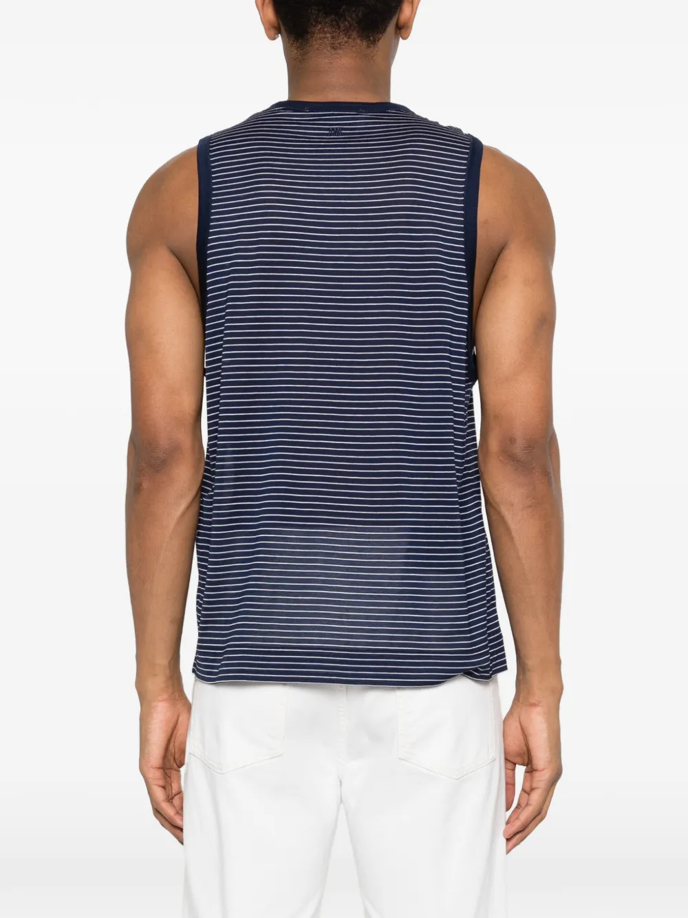 AMI Paris Gestreepte tanktop met logo Blauw