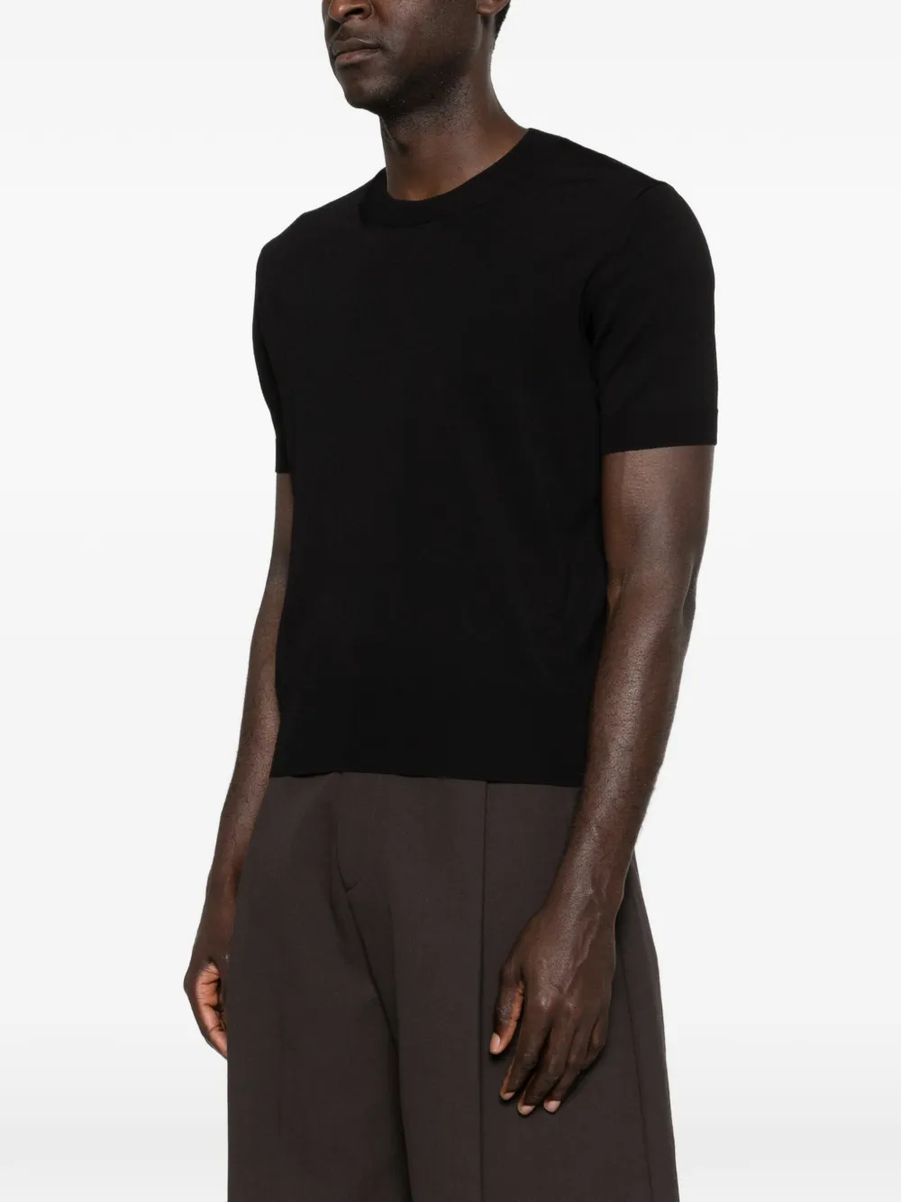 AMI Paris Gebreid T-shirt Zwart