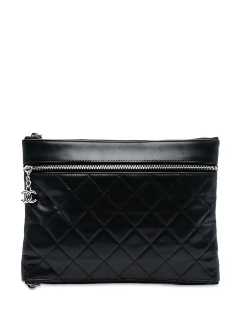 CHANEL Pre-Owned 2013-2014 CC Quilted Lambskin Multi Zip clutch bag