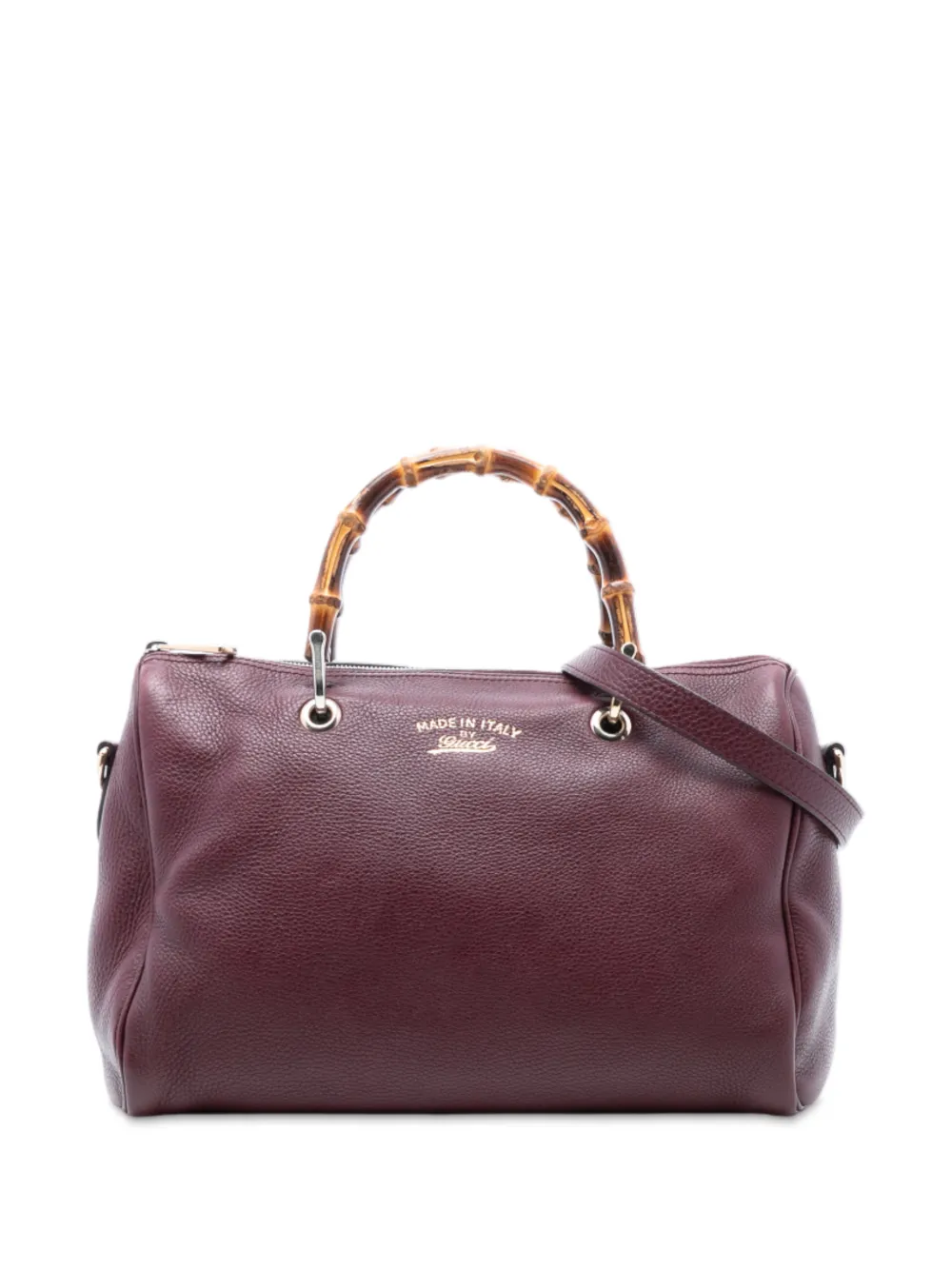 Gucci Pre-Owned 2016-2025 Medium Calfskin Bamboo Shopper Boston Bag satchel - Rosso