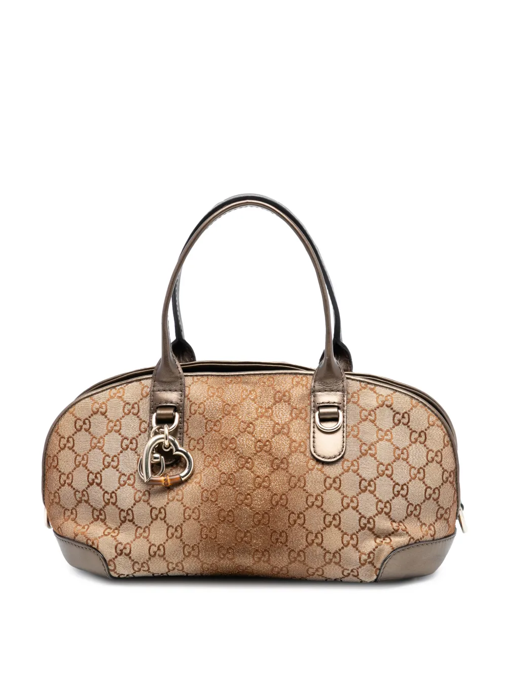 Gucci Pre-Owned 2016-2025 GG Lurex Heart Bit satchel - Marrone