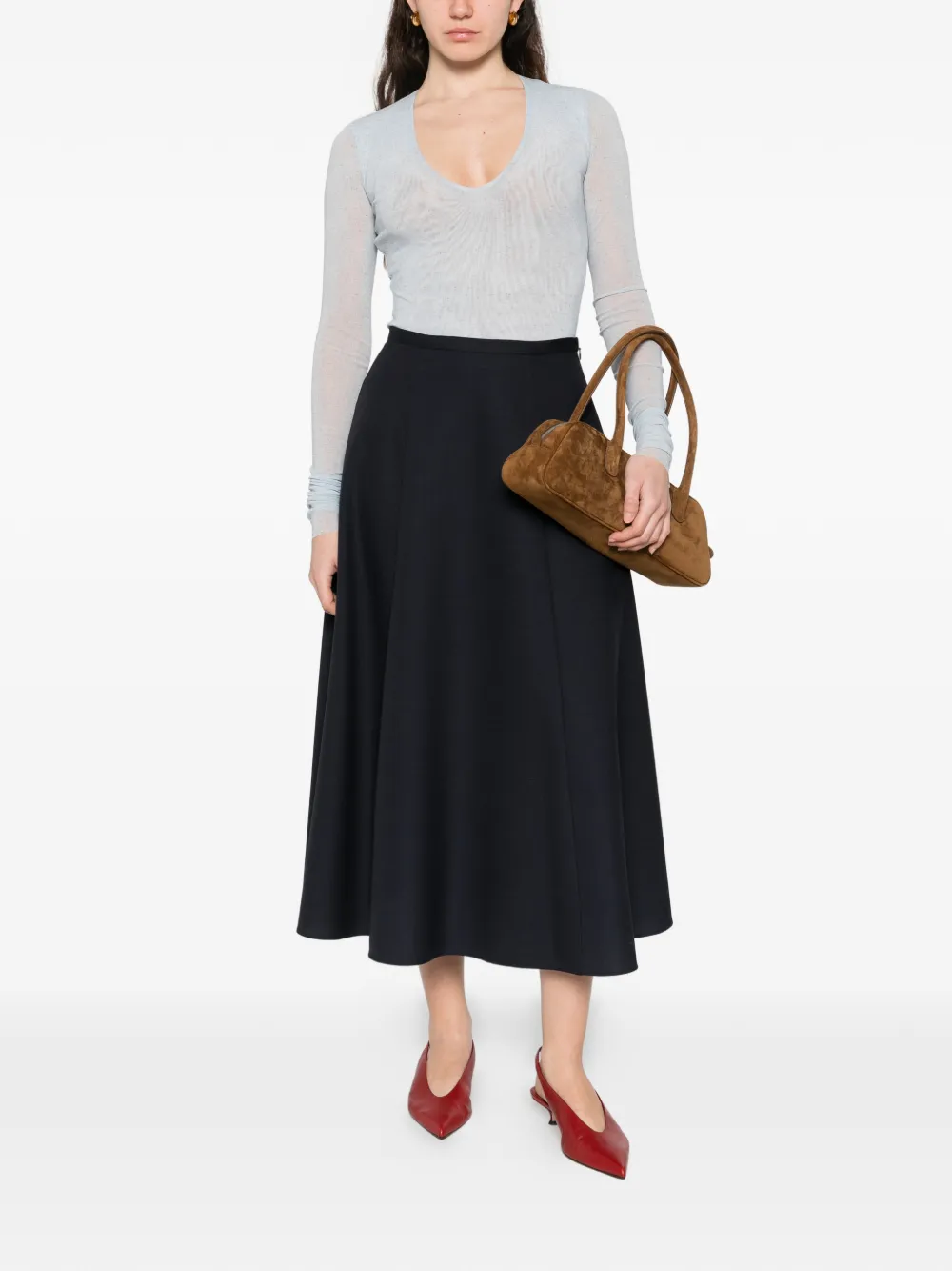Alberta Ferretti A-lijn midi-rok met ritssluiting Blauw
