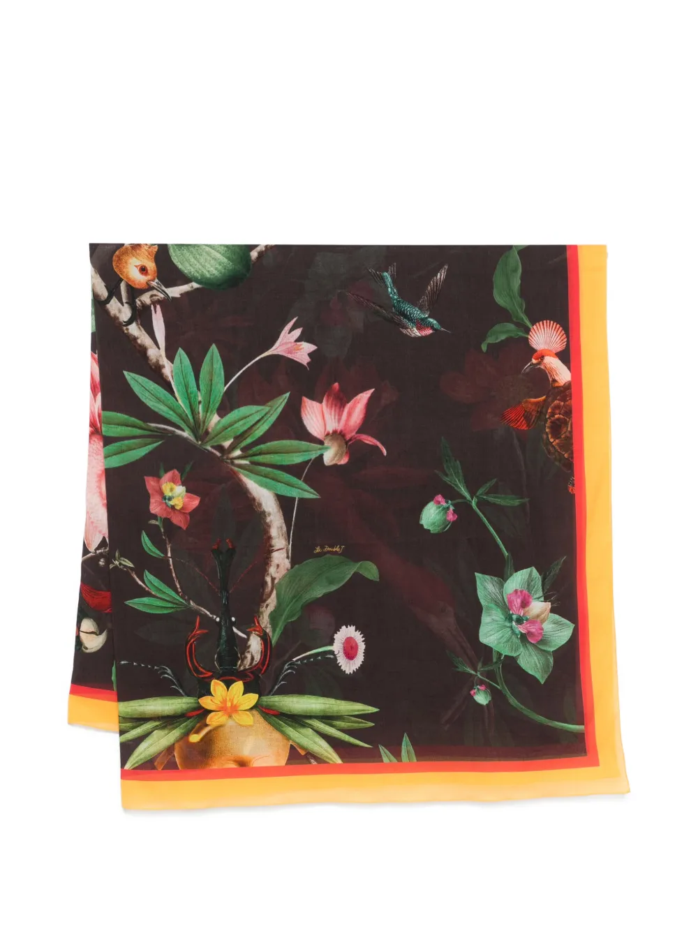 La DoubleJ Zooflora Placée printed scarf - Marrone