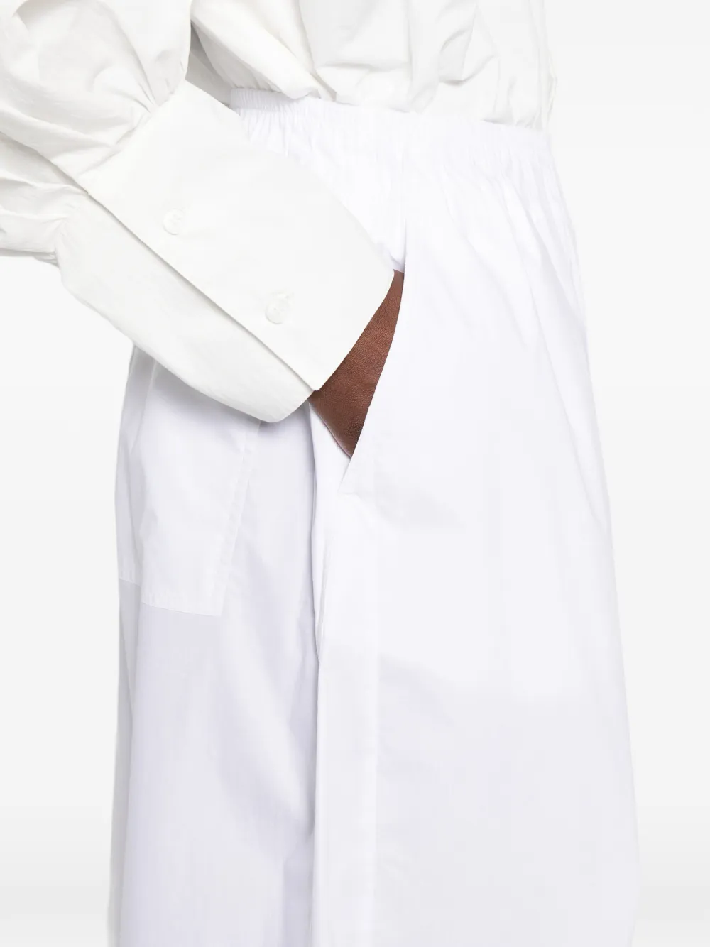 THELATEST Dora palazzo broek met elastische taille Wit