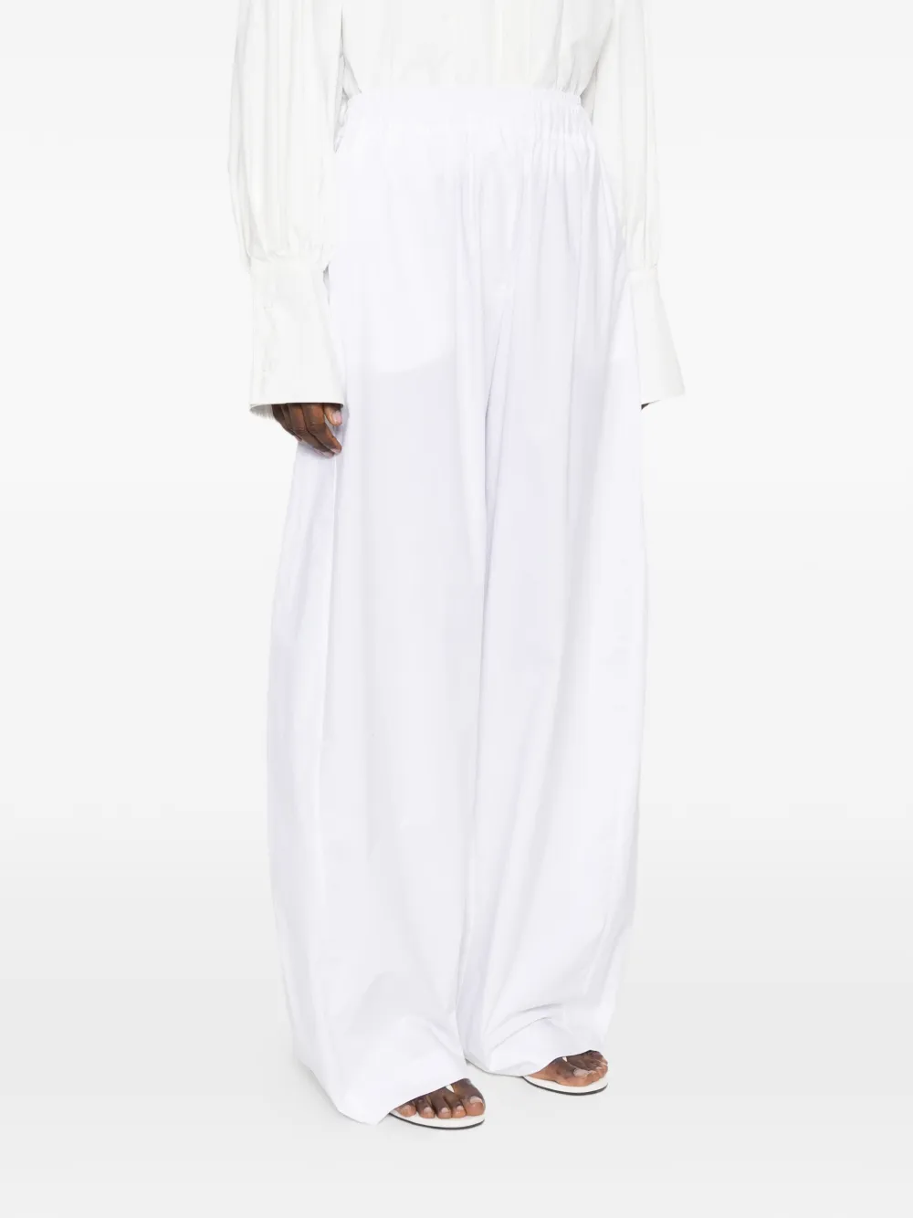  Thelatest Dora Elasticated-waist Palazzo Pants - White 