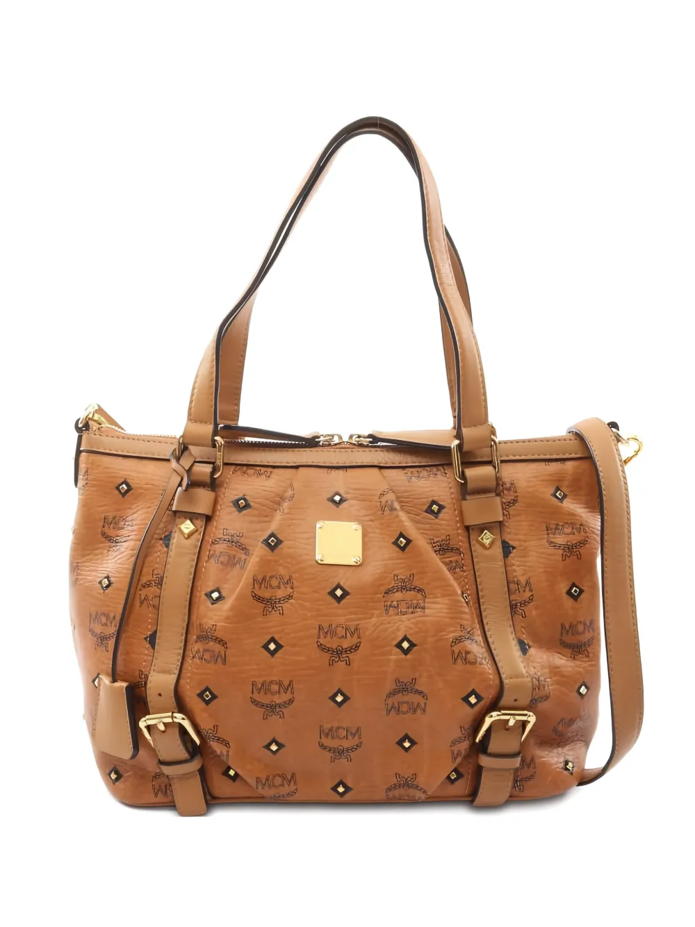 MCM Pre-Owned Visetos stud shoulder bag - Brown