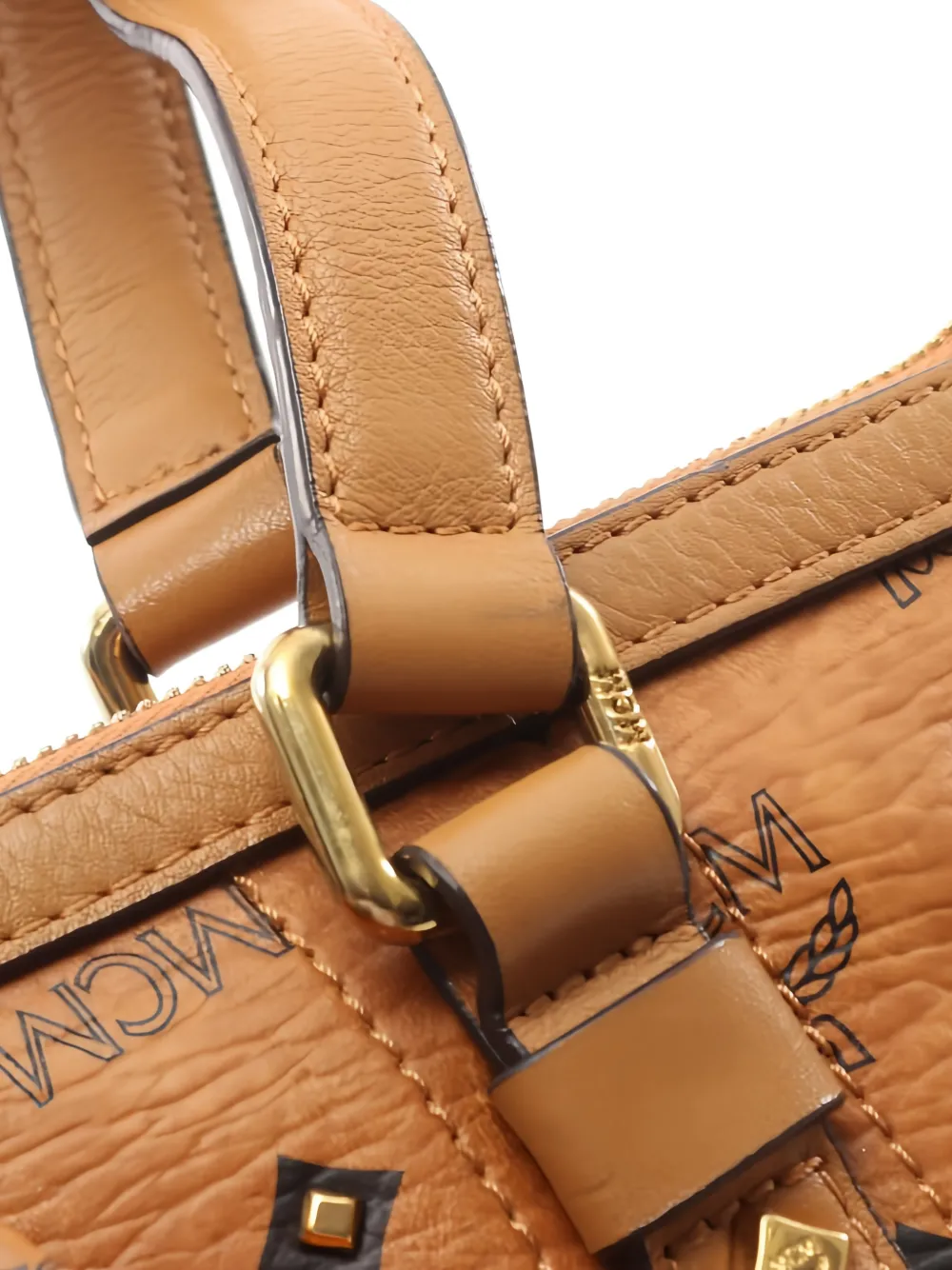  Mcm Pre-owned Visetos Stud Shoulder Bag - Brown 
