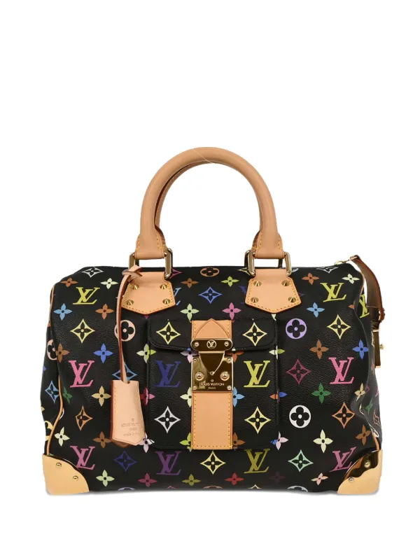Louis Vuitton Pre-owned X Takashi Murakami 2007 30 Speedy Tote Bag in Black