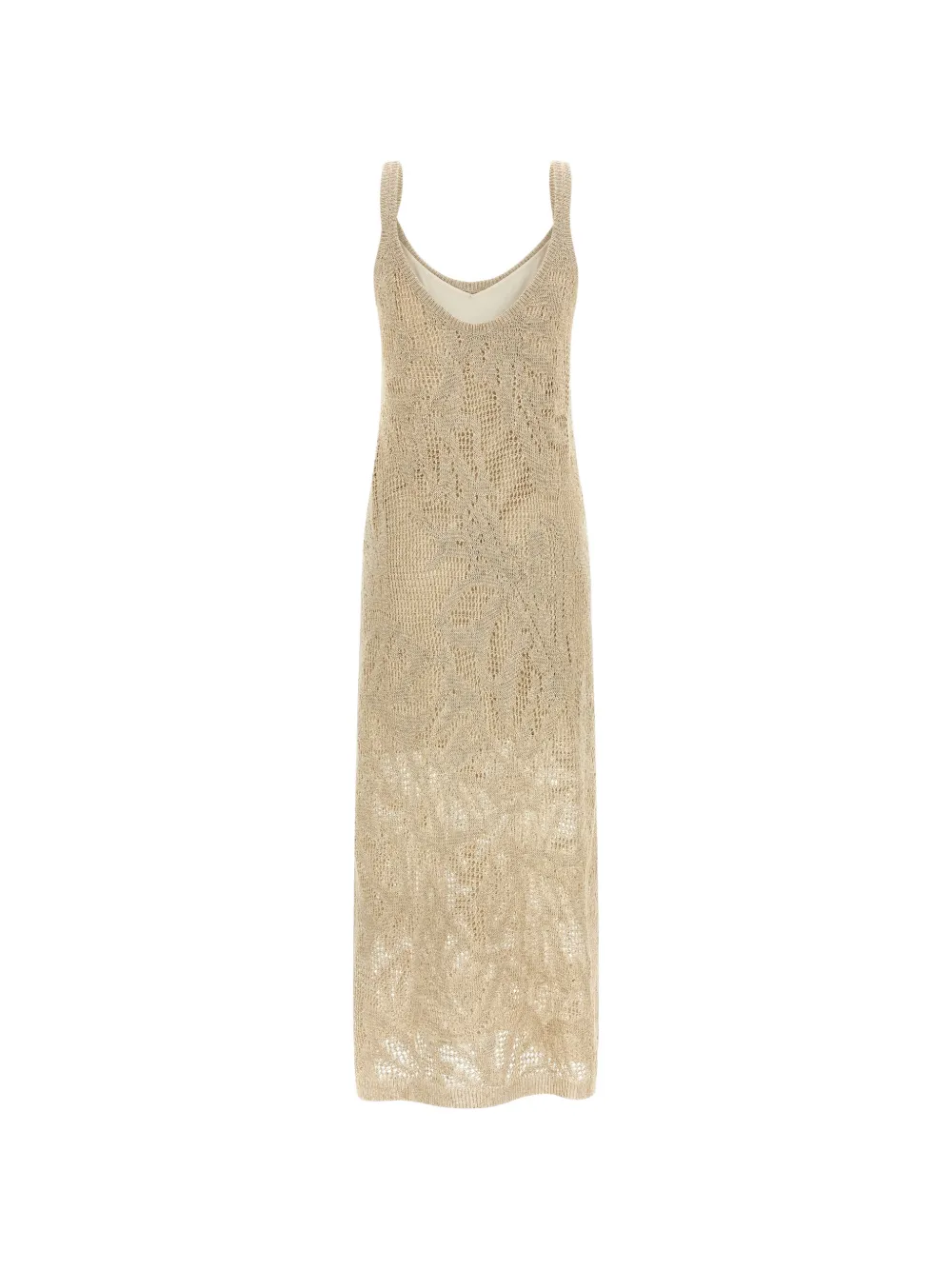  Brunello Cucinelli Crochet Midi Dress - Neutrals 