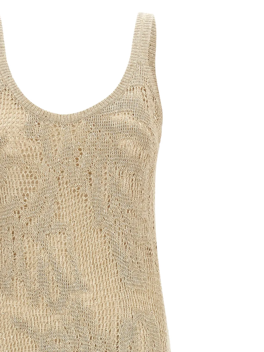  Brunello Cucinelli Crochet Midi Dress - Neutrals 