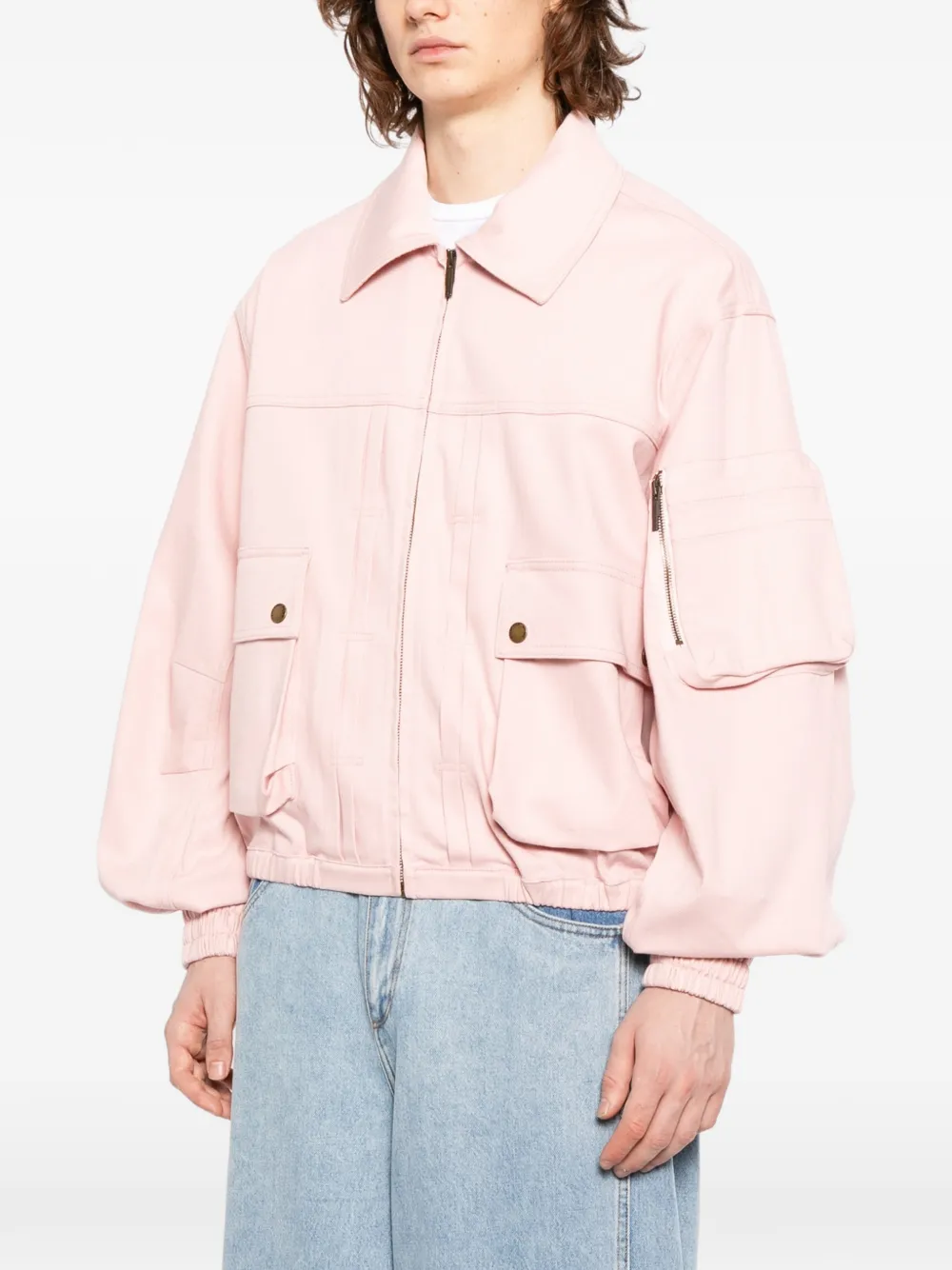  Feng Chen Wang Logo-patched Long-sleeve Bomber Jacket - Pink 