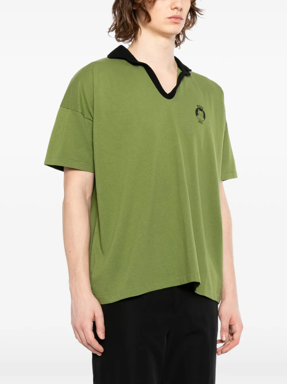  Bode Graphic-print V-neck T-shirt - Green 