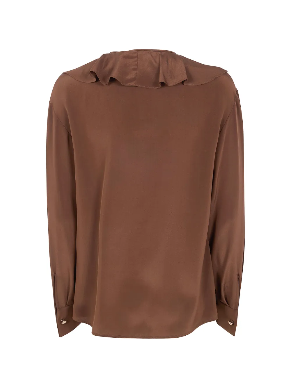  Max Mara Ruffled Silk Blouse - Brown 